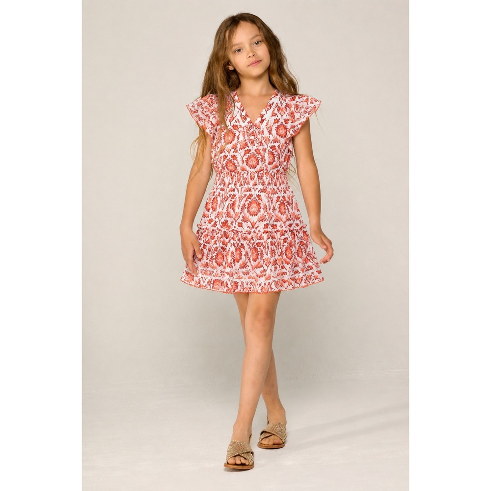 Poupette St Barth Girls Dress NWT 12‎ Pink Mini Anais Ruffle Eyelet 100% Cotton